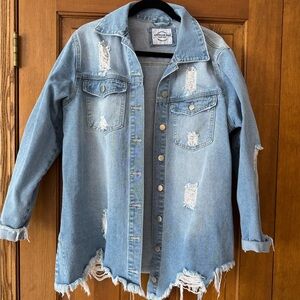 American Bazi Light Blue Distressed Jean Jacket